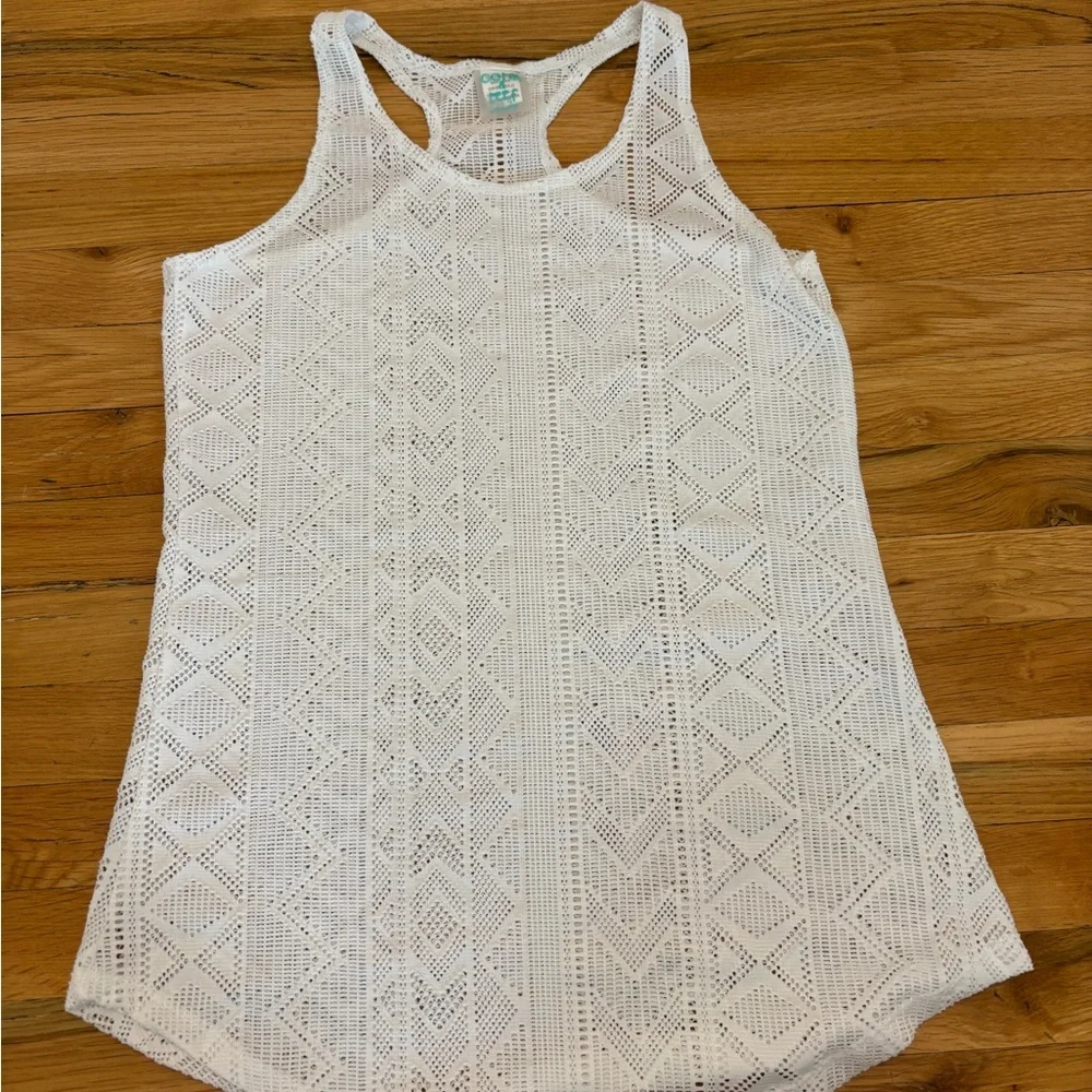 Coral & Reef Girls White Crochet Beach Coverup Dress Size 14